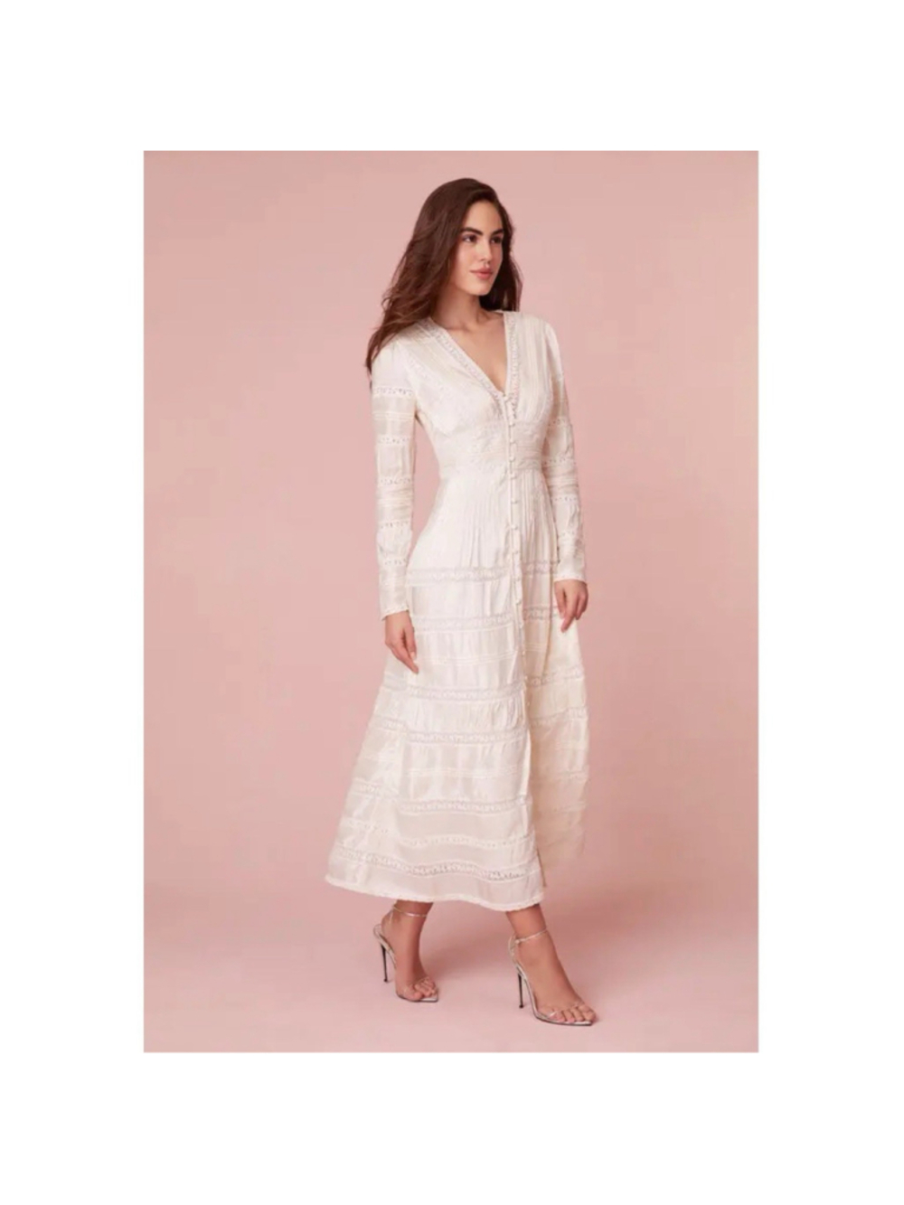 LoveShackFancy Ellitia Maxi Dress Victorian Lace Button Front Ivory NWT Size 4 - Picture 15 of 15
